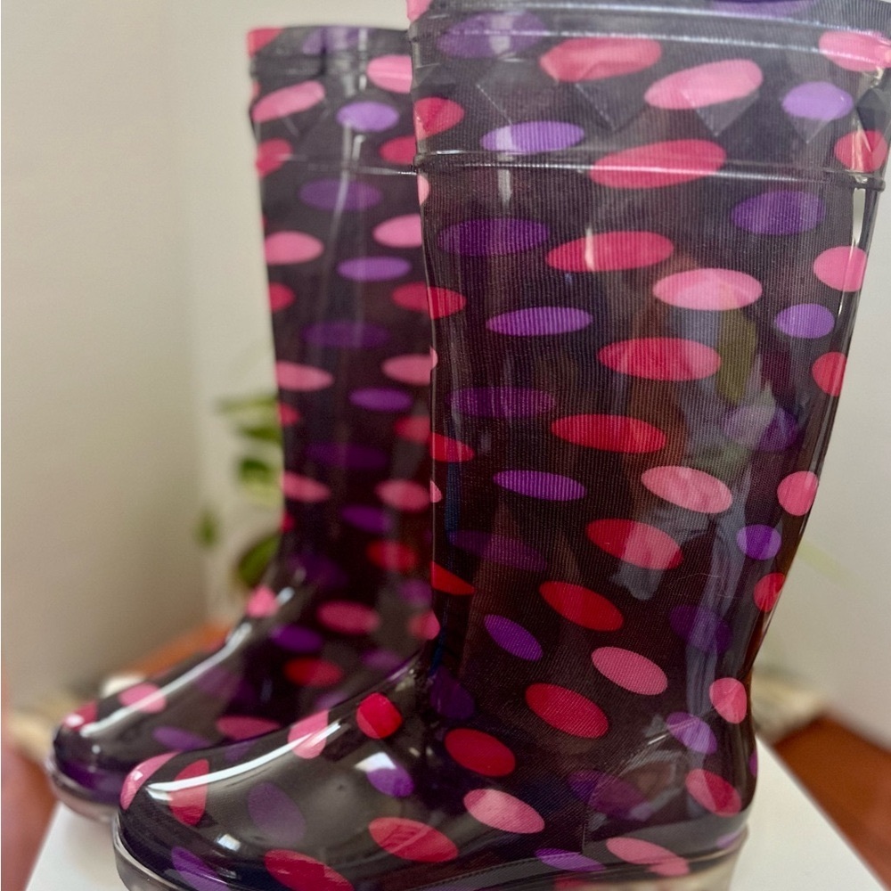 Women’s Jelly Rain Boots Size 8 Mid Calf Lightweight Waterproof Slip-On Purple